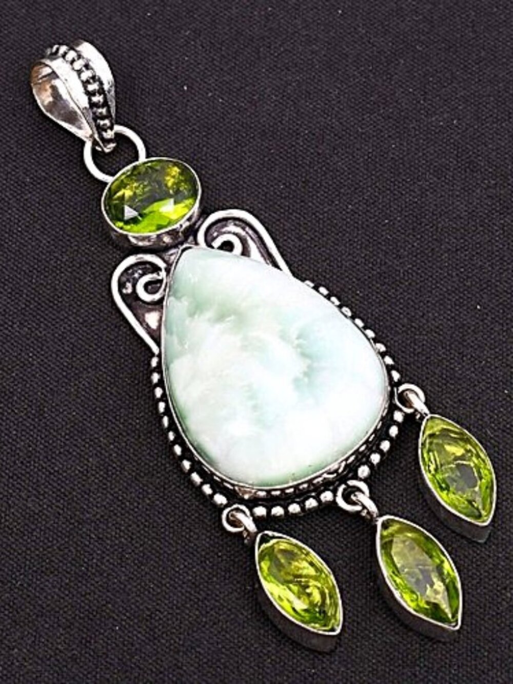 Hemimorphite Larimar Peridot Sterling Silver Pendant